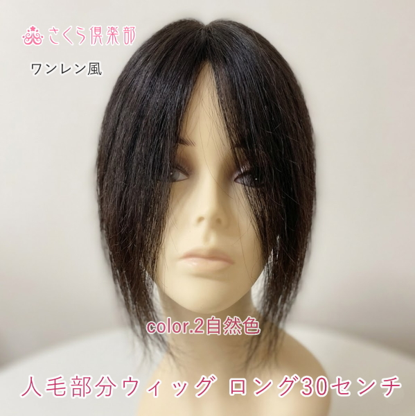 人毛部分ウィッグ ロング25センチ Mサイズ総手植え製 医療用にも最適