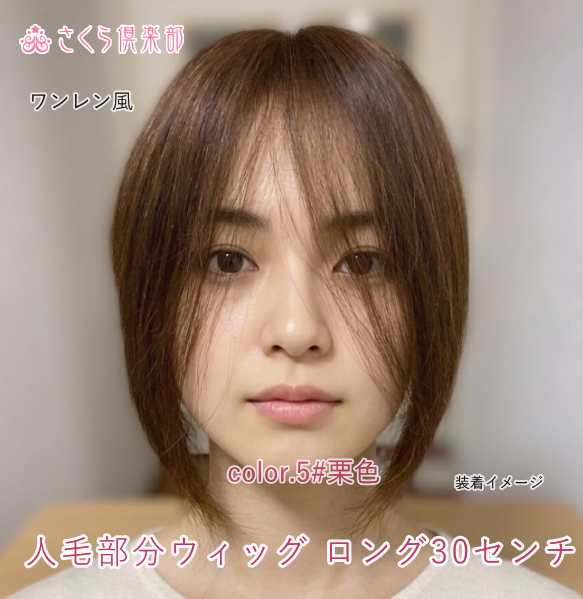 人毛部分ウィッグ ロング25センチ Mサイズ総手植え製 医療用にも最適