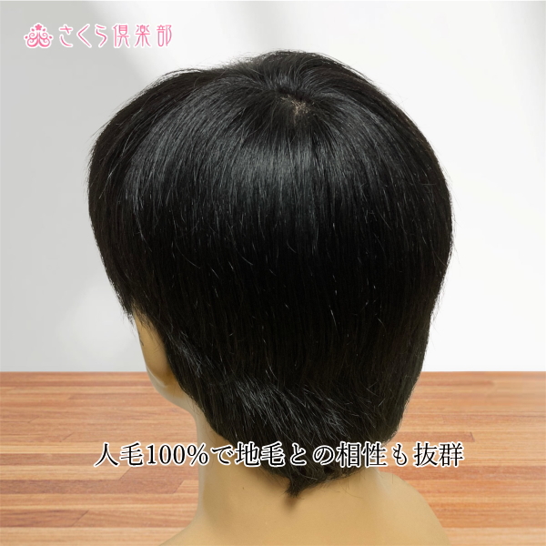 男性用メンズ部分ウィッグ人毛100% 左分けショートL top-500 医療用に