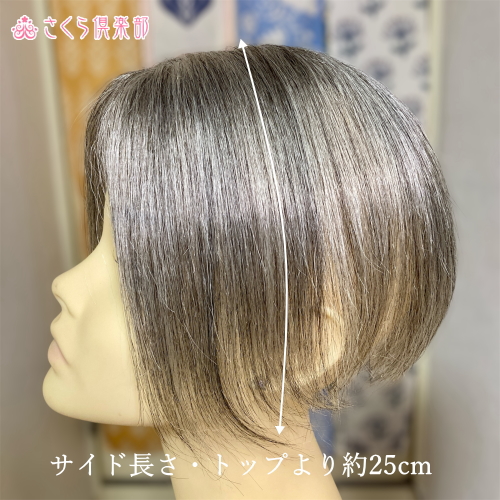 人毛ミックス部分ウィッグ ミセス・シニア向けロング 白髪60%Mサイズ