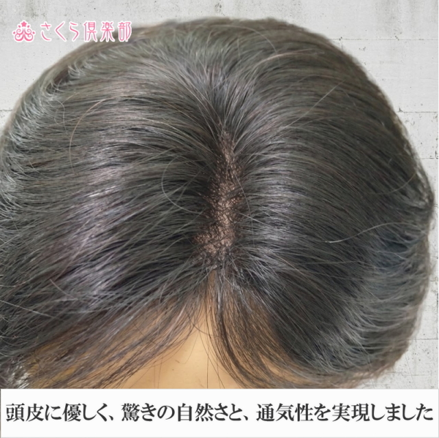 人毛100% 男性用部分ウィッグ Mサイズ（top-dx2an）｜左分けストレート