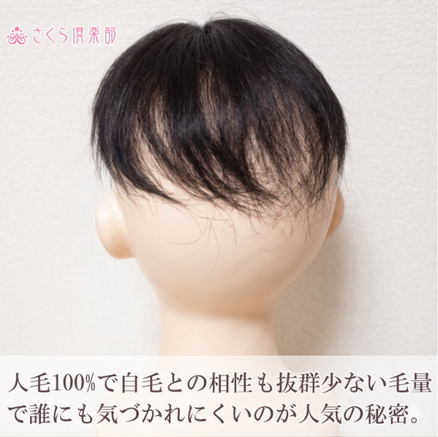 男性用メンズ部分ウィッグ人毛 100％ 自然で気付かれにくい極小Sサイズ