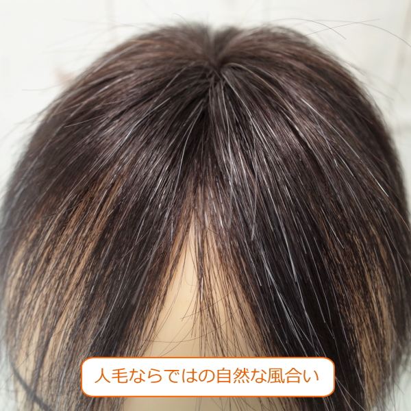 人毛部分ウィッグ女性用 Sサイズ ナチュラルストレート白髪入り