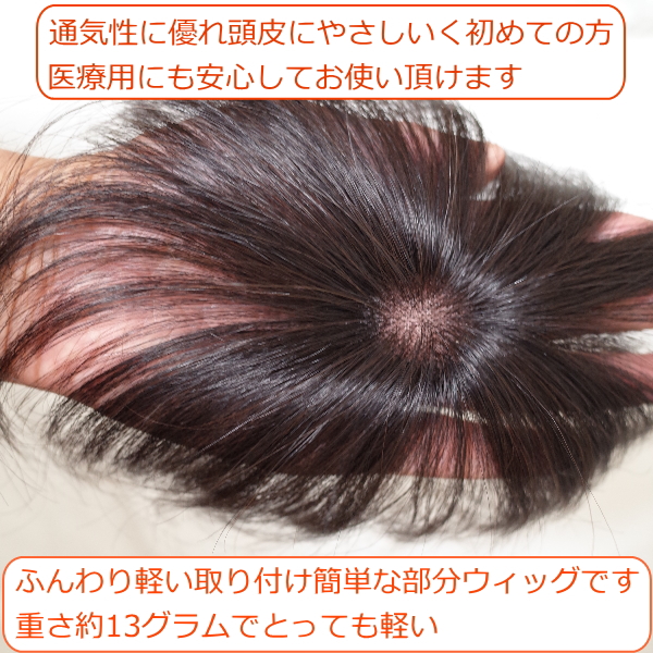 人毛部分ウィッグ 女性用ヘアピース Sサイズ ナチュラル