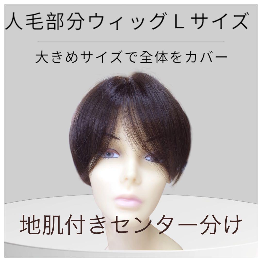 人毛部分ウィッグ 女性用ヘアピース センター分けＬサイズ  top-07