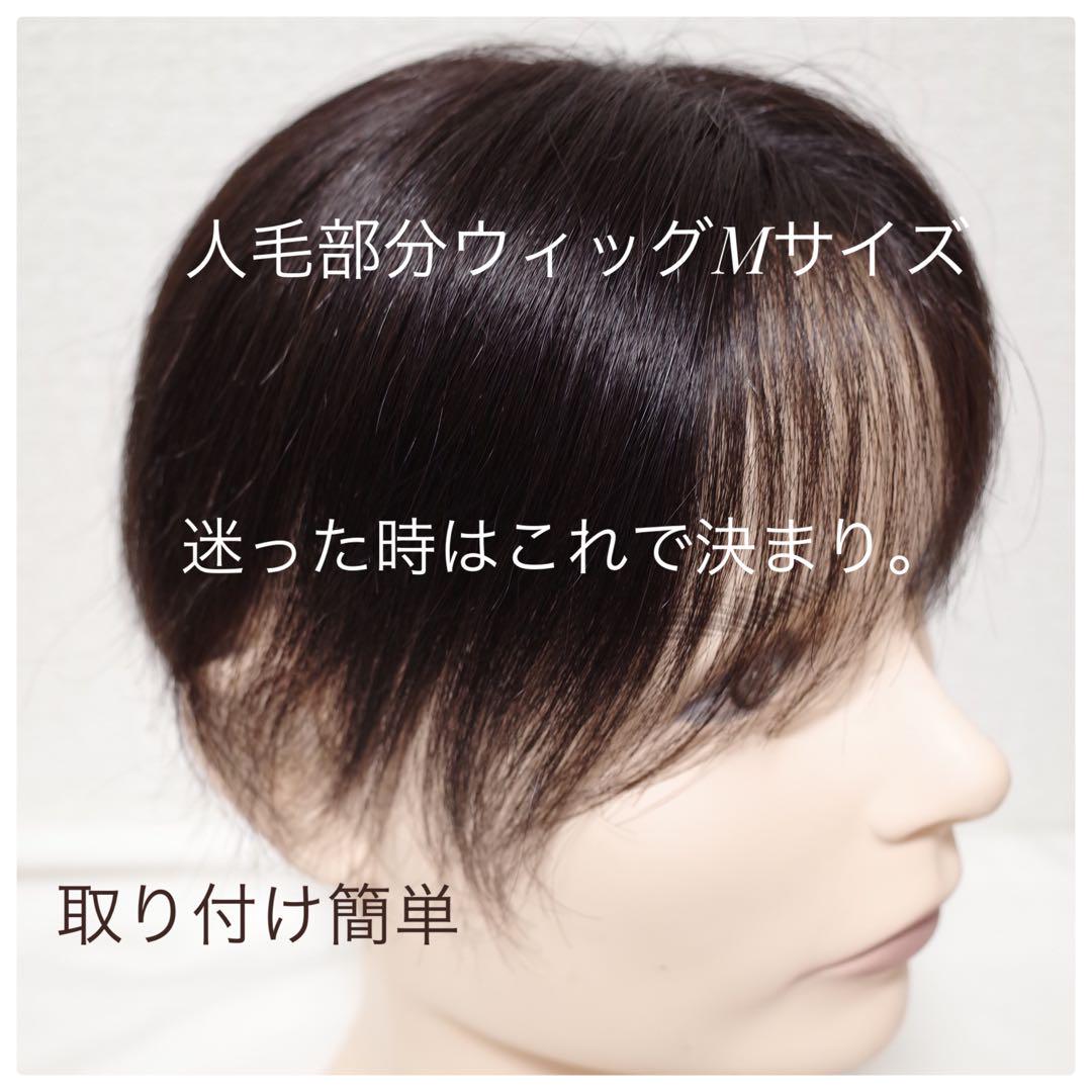 男性用メンズ部分ウィッグ人毛 かつら Ｍサイズ top-02n 医療用にも最適