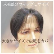新品人毛22X20㎝男性部分かつらウエーブカット調整済み