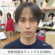 人毛100%男性用部分ウィッグ Lサイズ top-600総手植え製 センター分け  医療用にも最適
