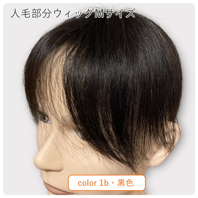 男性用メンズ部分ウィッグ人毛 かつら Ｍサイズ top-03n リアルな人工地肌付