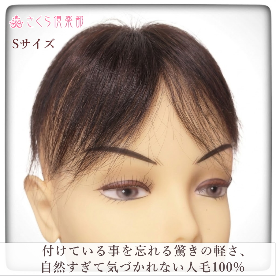 人毛部分ウィッグ 女性用ヘアピース Sサイズ ナチュラルストレート  top-s デリケートな髪のお悩みにも