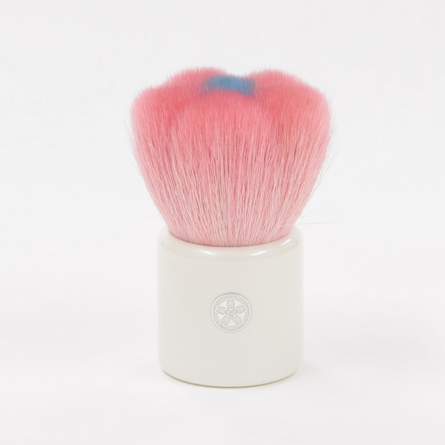 hoho 熊野筆 花ほほ筆 チークブラシ ピンク/ブルー/イエロー 山羊毛