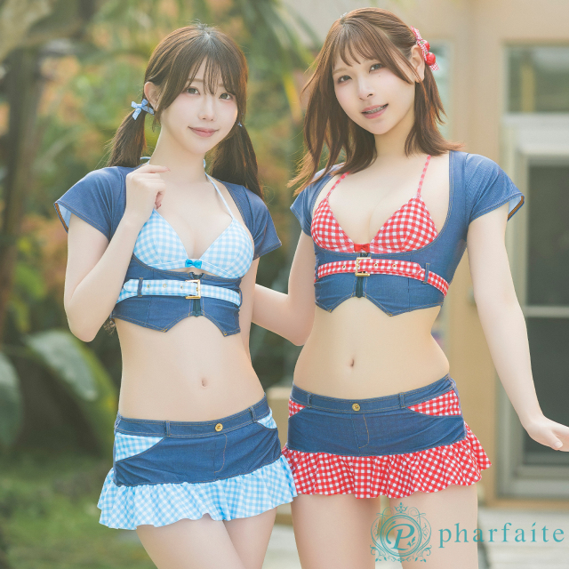 【pharfaite】Chill Gingham/ギンガムチェック＆デニム柄スイムウェア