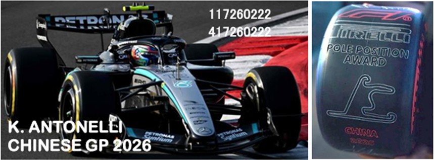 予約品　9月以降順次　ミニカー　MINICHAMPS（ミニチャンプス）レジンモデル　1/43　417260222　メルセデス-AMG ペトロナス F1チーム W17 キミ・アントネッリ 中国GP 2026 初ポールポジション/記念タイヤ付　4012138792586