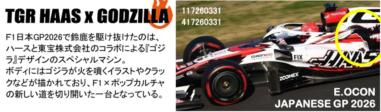 予約品　9月以降順次　ミニカー　MINICHAMPS（ミニチャンプス）レジンモデル　1/43　417260331　TGR ハース F1チーム VF-26 エステバン・オコン 日本GP 2026 ゴジラデザイン　4012138792593