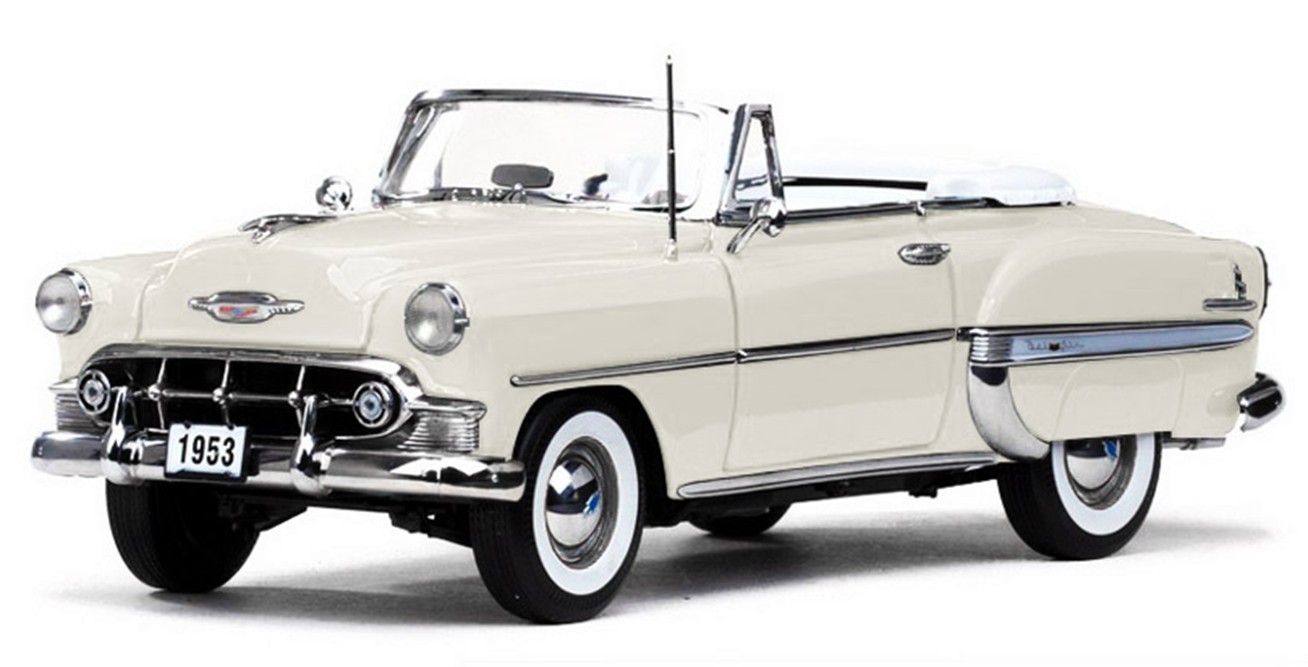 予約品　12月頃　ミニカー　サンスター SunStar   1/18　1627　シボレー ベルエア 1953 オープンコンバーチブル ホワイト　0657440016278