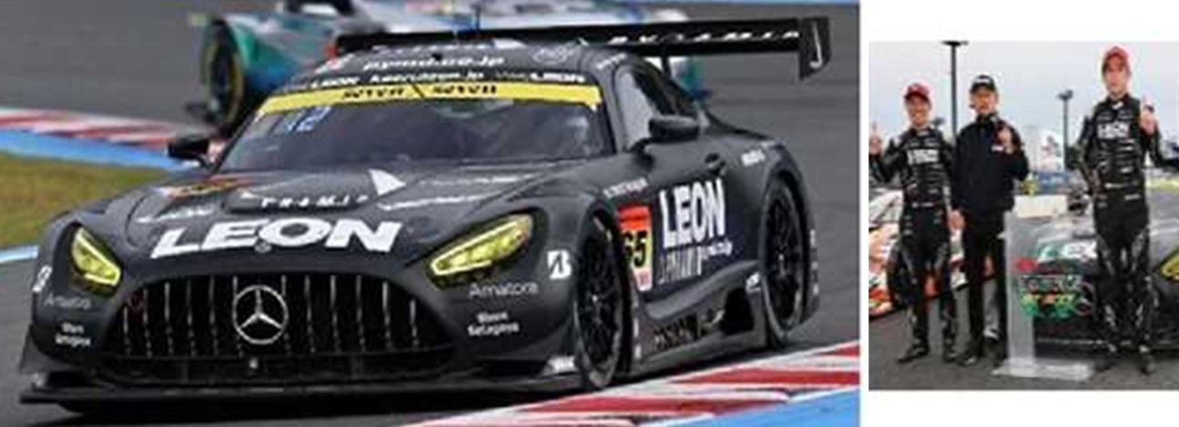予約品　2026年3月頃　ミニカー　Spark（スパーク）レジンモデル　1/43　43SGT2025C3　LEON PYRAMID AMG K2 R&D LEON RACING No.65 GT300 Class Champion SUPER GT 2025 N. Gamou - T. Suganami with champion board　9580006542427