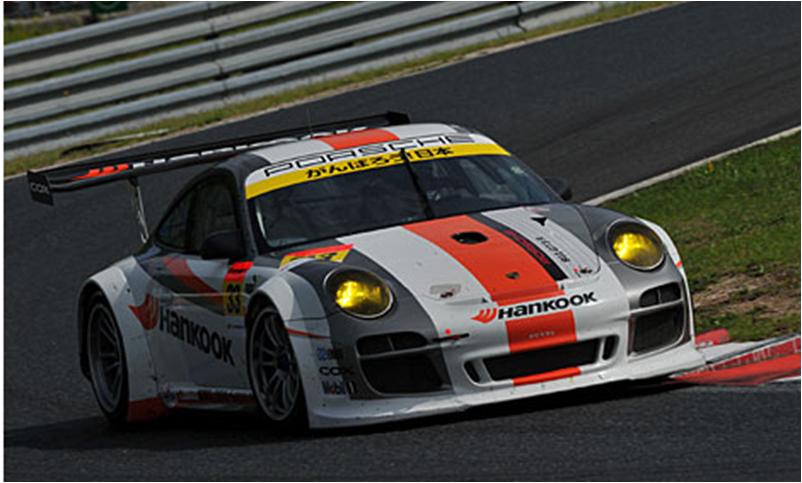 絶版品　ミニカー　エブロ　EBBRO 1/43　44540　ハンコック　ポルシェ　スーパーGT300 2011 #33（レジン） ホワイト/オレンジ