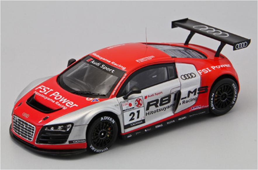 ミニカー　エブロ　EBBRO 1/43 44630 ヒトツヤマレーシング　HITOYSUYAMA RACING アウディ R8 LMS 2011（レジン）レッド/シルバー