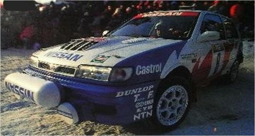 ミニカー　HPI 1/43　8301  ニッサンパルサー GTI-R (#8) 1992 Monte Carlo 7th MIRAGE(レジンモデル）