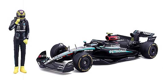 予約品　8月頃　ミニカー　BURAGO（ブラゴ） ダイキャストモデル　1/24　BUR28069H　メルセデス-AMG ペトロナス F1チーム W15 2024 Eパフォーマンス No,44 L.ハミルトン ドライバー付 ウィンドウボックス　4548565525829