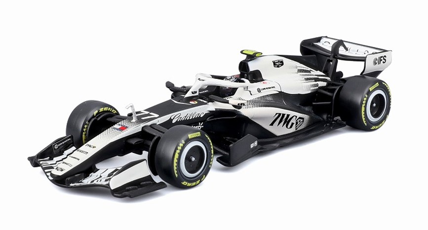 予約品　2027年1月以降　ミニカー　BURAGO（ブラゴ） ダイキャストモデル　1/43　BUR38296V　キャデラック Ｆ１チーム MAC-26 2026 オーストラリアGP No.77 V.ボッタス ドライバー付 クリアケース　4548565535316