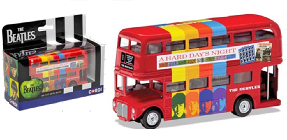 ミニカー　CORGI（コーギー）"Film and TV  "　ダイキャストモデル　1/64　CGCC82334　ザビートルズ  ロンドンバス 'A Hard Day's Night'  L=123mm