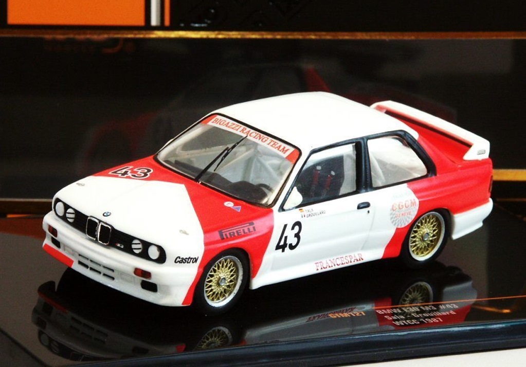 ミニカー　IXO(イクソ） 1/43　GTM127　BMW M3 (E30)　Bigazzi, Marlboro　1987年WTCC　#43 L.-P.Sala/O.Grouillard