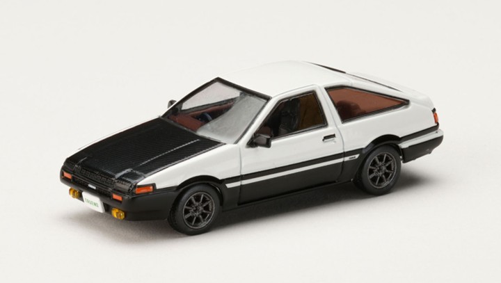 予約品　10月以降　ミニカー　HJ64 ホビージャパン（HobbyJapan） 1/64　HJ644008WB　トヨタ SPRINTER TRUNEO (AE86) GT-APEX JDM カスタムバージョン / CARBON BONNET ホワイト/ブラック カーボンボンネット　4981932079769