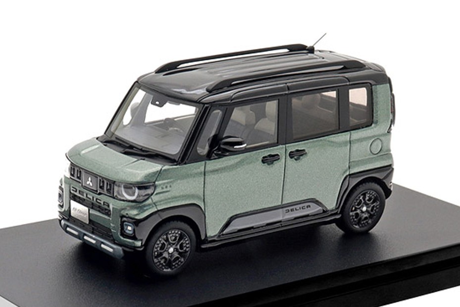 予約品　9月頃　ミニカー　Hi-Story（ハイストーリー）レジンモデル　1/43　HS587GR　三菱デリカミニ Mitsubishi DELICA MINI（2025）アッシュグリーンメタリック×ブラックマイカ　4523231452364