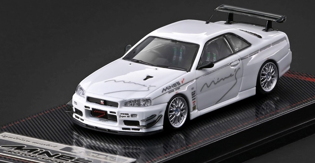 予約品　2027年6月頃　ミニカー　ignition model(イグニッションモデル） 1/64　IG4092　日産スカイライン Nissan Skyline GT-R Mine's (R34) White　4580832500924