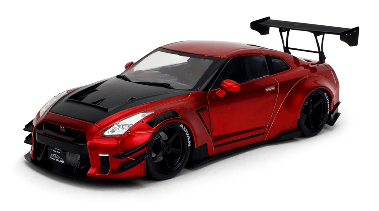 お取り寄せ予約品　7月頃　ミニカー　ジャダトイズ JADATOYS　PINK SLIPシリーズ　ダイキャストモデル　1/18　JADA36465　ニッサン GT-R (R35) LIBERTY WALK レッドメタリック　4548565525386
