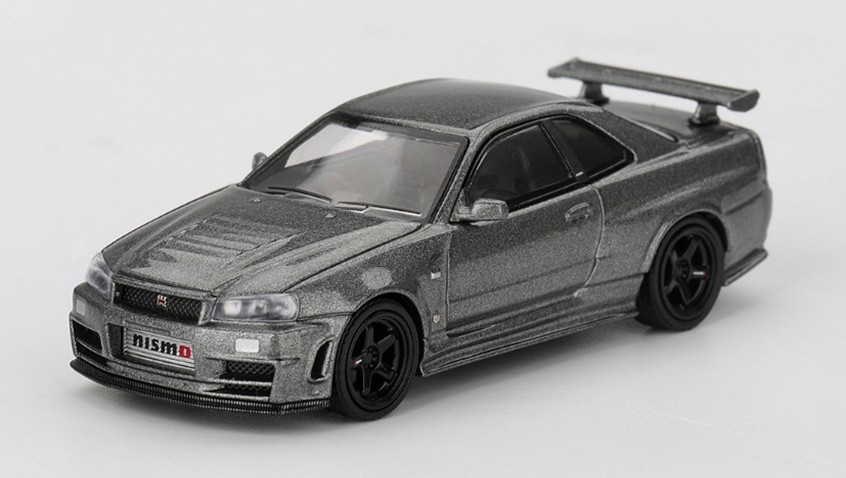 予約品　2026年3月以降順次　ミニカー　MINI-GT　1/64　MGT01160-R　日産スカイライン GT-R ダークメタルグレー (NISMO BNR34 CRS バージョン)(右ハンドル)　840456385326