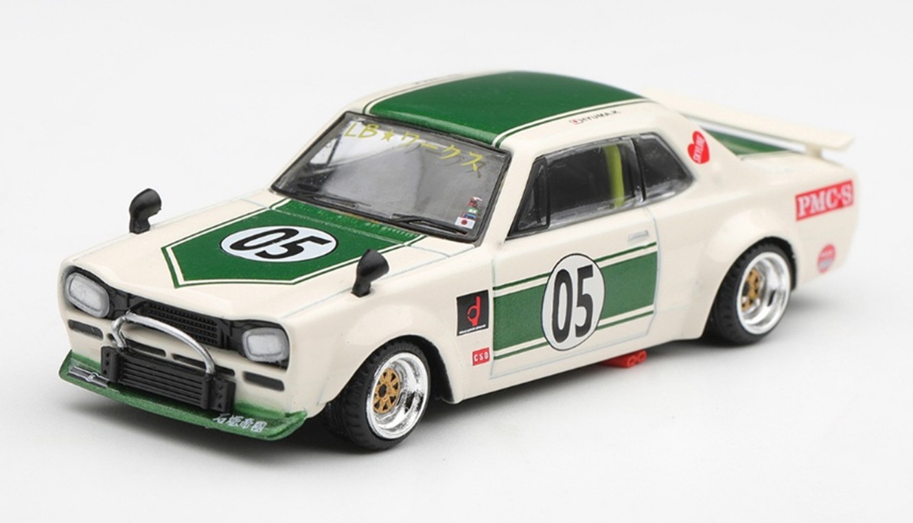 予約品　2027年2月以降　ミニカー　MINI-GT　1/64　MGT01343-R　日産 Nissan Skyline LB-WORKS ハコスカ ホワイト/グリーン(右ハンドル)　840456395936