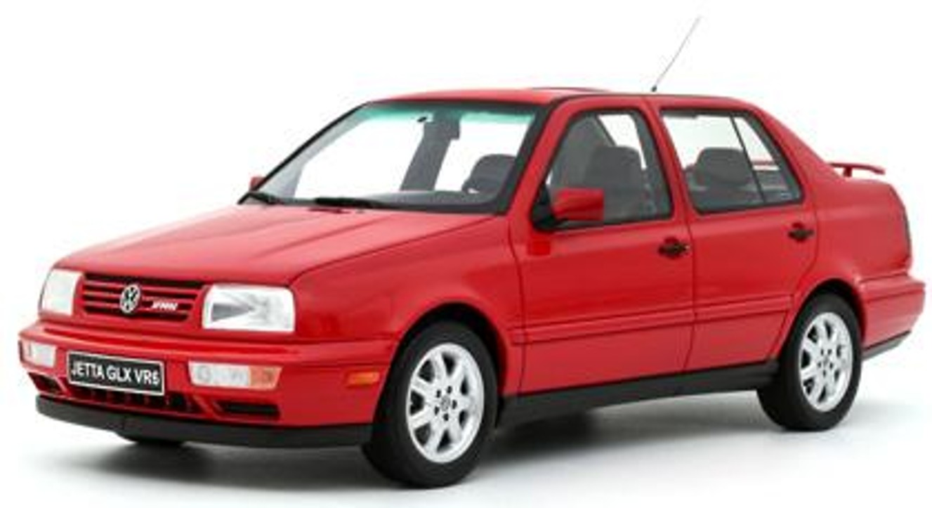 予約品　2027年2月頃　ミニカー  OttO mobile　レジンモデル（開閉機構なし） 1/18　OTM1389　フォルクスワーゲン ジェッタ Mk.III GLX VR6 1996 (レッド)限定生産品　4548565528233