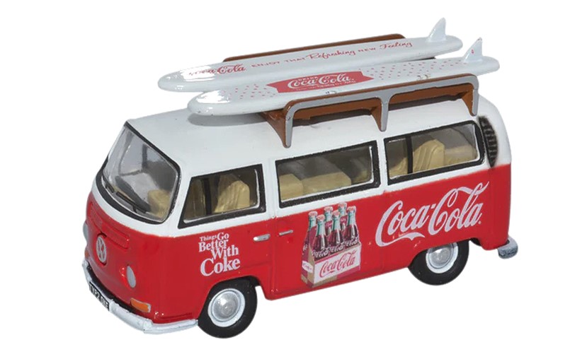 ミニカー　OXFORD（オックスフォード）　1/76　OX76VW030CC　フォルクスワーゲンバス VW Bay Window コカ・コーラ（サーフボード付）　4548565330782