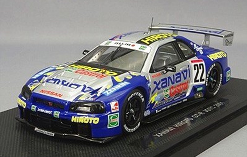 ミニカー　EBBRO-P4　レジンモデル　1/43　P419　ザナビーヒロト　XANAVI HIROTO GT-R  JGTC 2001 #22　シルバー/ブルー