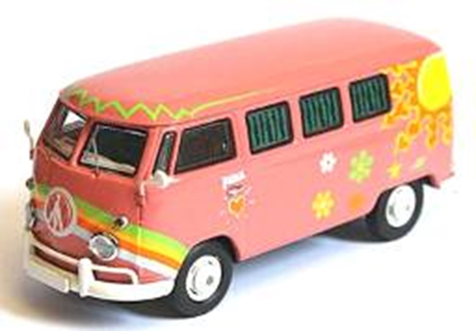 ミニカー　Premium ClassiXXs  1/43　PCS13851　VW T1 バス "Flower Power"（ピンク）　4548565288816