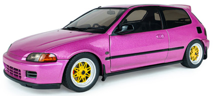 予約品　11月以降　ミニカー　SOLIDO（ソリド）ダイキャストモデル（開閉機構付） 1/18　S1810409　ホンダ シビック(EG6) SOLIDO WORKS 1991 (ピンク)　3663506049453