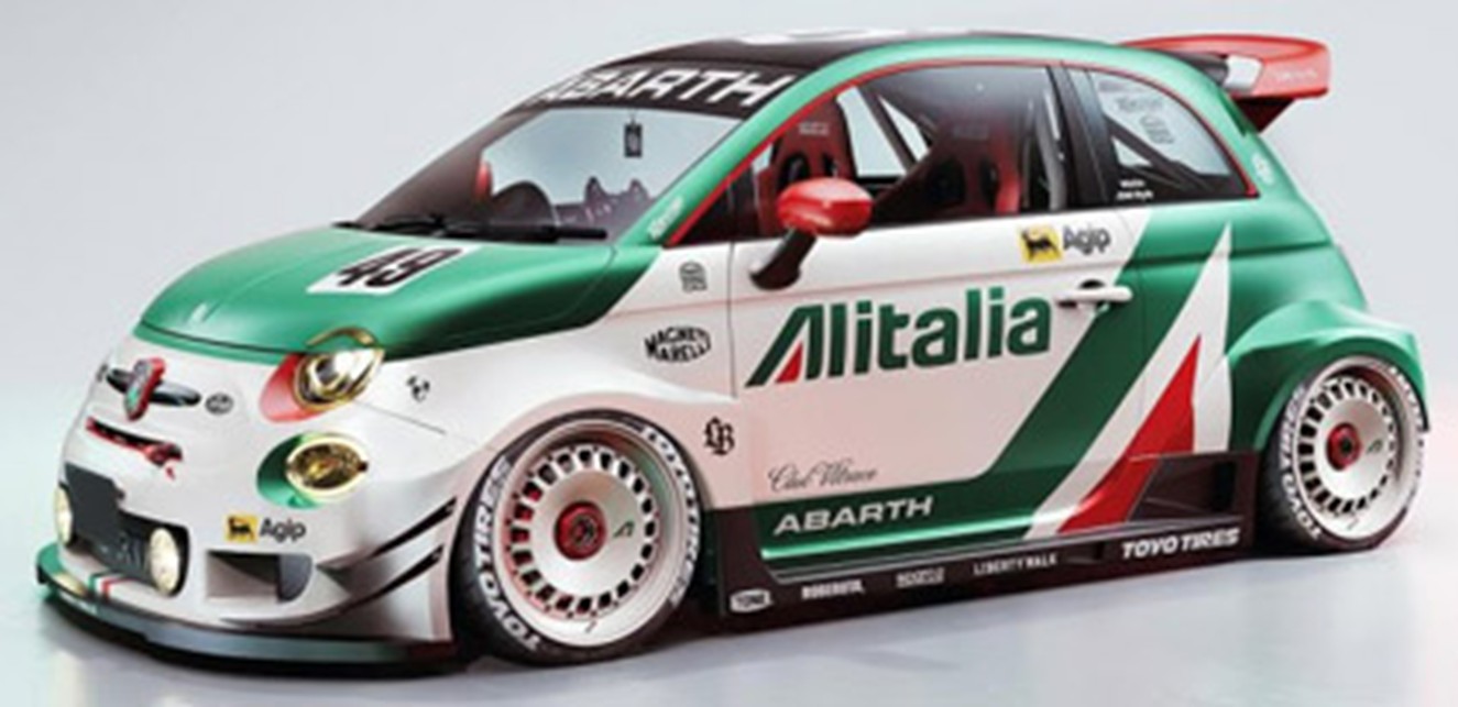 お取り寄せ予約品　2026年7月頃　ミニカー　SOLIDO（ソリド）  ダイキャストモデル （開閉機構付）　1/18　S1815402　フィアット 595 アバルト リバティウォーク ボディキット ラリートリビュート 2025 (ホワイト/グリーン)　3663506046292