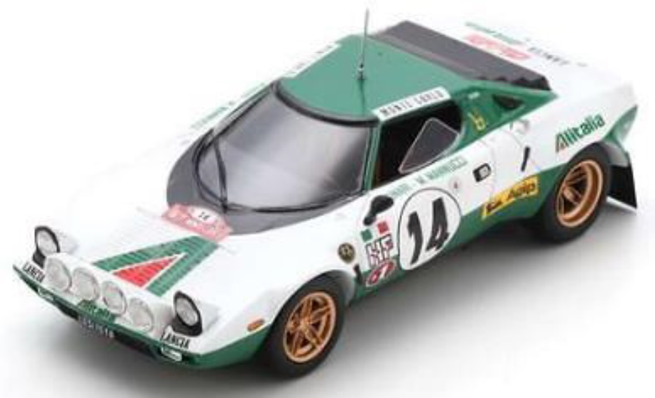 予約品　2023年2月頃　ミニカー　SPARK(スパーク) レジンモデル 1/43　S9078　ランチャストラトス Lancia Stratos HF No.14 優勝 Rally Monte Carlo 1975 S. Munari M. Mannucci　9580006990785