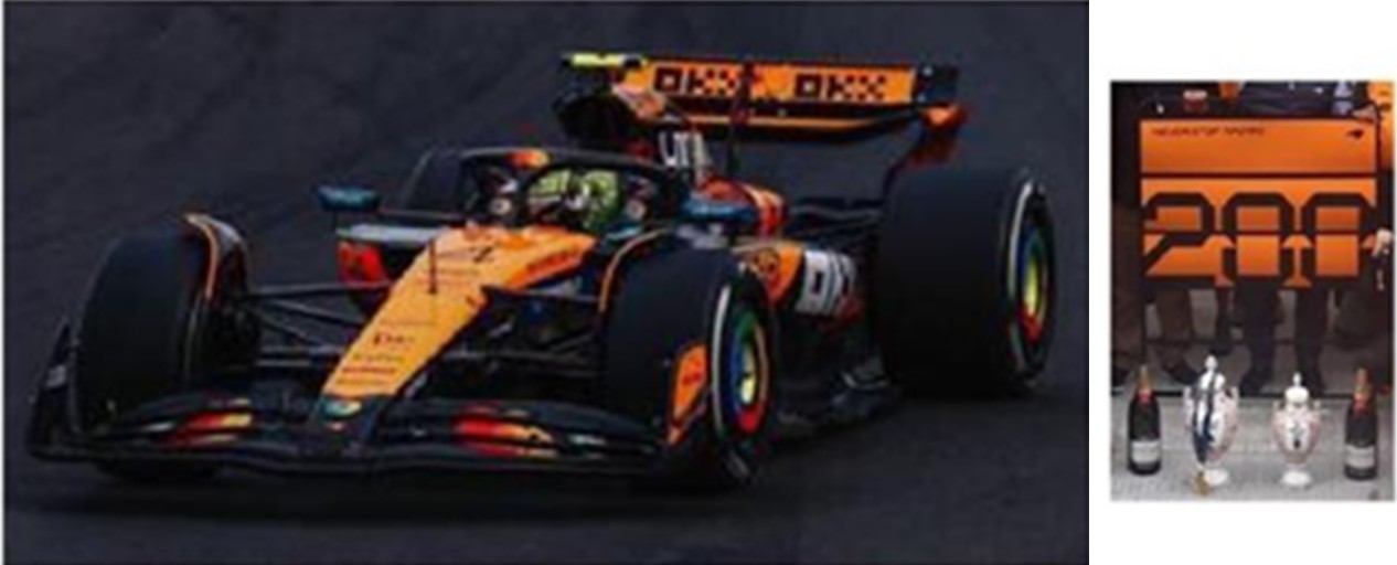 予約品　2026年3月頃　ミニカー　Spark（スパーク）レジンモデル　1/43　S9640　McLaren MCL39 No.4 McLaren Formula 1 Team 優勝 Hungarian GP 2025 Lando Norris - McLaren 200GP Wins with pit board　9580006996404