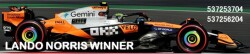 予約品　2026年6月頃　ミニカー　MINICHAMPS（ミニチャンプス） レジンモデル　1/43　537256204　マクラーレン F1チーム MCL39 ランド・ノリス メキシコGP 2025 優勝　4012138791114