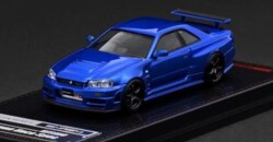 イグニッションモデル　1/43 スカイライン　GT-EL C210 ブルー 1/64 Nissan Skyline GT-R (BNR34) NISMO customized Blue Metallic