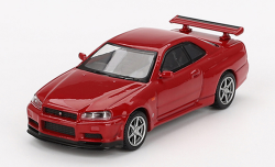 ミニカー　MINI-GT　1/64　MGT00796-R　ニッサン Nissan スカイライン GT-R R34 Vスペック アクティブレッド(右ハンドル)　810152146217