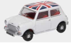 ミニカー　OXFORD（オックスフォード）　1/76　OX76MN011　オースチン ミニクーパー ホワイト/ユニオンジャック　4548565469413