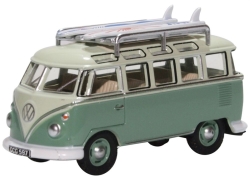 ミニカー  オックスフォード Oxford　1/76　OX76VWS005　VW T1 サンバ バス サーフボード付 ターコイズブルー/ホワイト