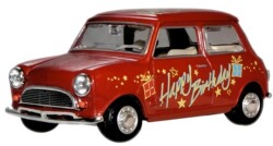 再発売　ミニカー　OXFORD（オックスフォード）ダイキャストモデル　1/43　OXMIN017　ミニクーパー（レッド） "Happy Birthday" （誕生日おめでとう）　4548565488544