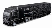 予約品　11月頃　ミニカー　BURAGO（ブラゴ） ダイキャストモデル　 1/43　BUR38402　メルセデスベンツ アクロトス キャブ＆トレーラー ＋W15 No.63 G.ラッセル 2台セット　4548565530045