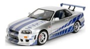 予約品　10月頃　ミニカー　ジャダトイズ JADATOYS　ワイルドスピード シリーズ　ダイキャストモデル（開閉機構付）　1/18　JADA37771　F&amp;F ニッサン スカイライン GT-R (R34) シルバー (ブライアン)　4548565532353
