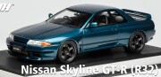 予約品　12月以降順次　ミニカー　 MOTORHELIX　レジンモデル（開閉機構ナシ）1/18　MH027MG　日産スカイライン Nissan Skyline GT-R (R32) Customized Version Midnight Green 限定生産99台　4573630206143